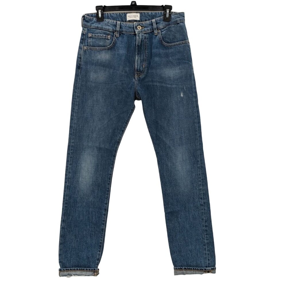 Distressed High Rise Jeans Women‎ Size 31 Straight Leg Raw Hem Denim Y2K Grunge